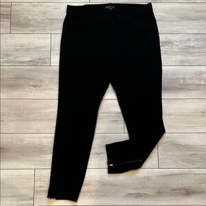 Eileen Fisher black zipper leg pull on elastic waist pants size medium